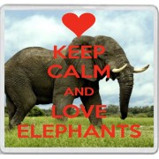 Keep Calm and Love Elephants - Large Coaster