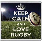 Keep Calm and Love Rugby - Large Coaster