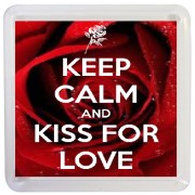 Keep Calm and Kiss for Love - Small Coaster