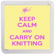 Keep Calm and Carry On Knitting - Small Coaster