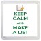 Keep Calm and Make a List - Small Coaster