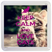 Keep Calm and Love Cats - Small Coaster