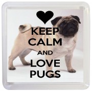 Keep Calm and Love Pugs - Small Coaster