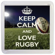 Keep Calm and Love Rugby - Small Coaster