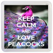 Keep Calm and Love Peacocks - Small Coaster