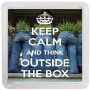 Keep Calm and Think Outside the Box - Small Coaster