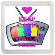 Keep Calm and Watch Telly - Small Coaster