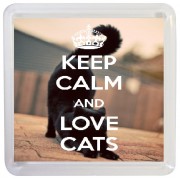 Keep Calm and Love Cats - Small Coaster