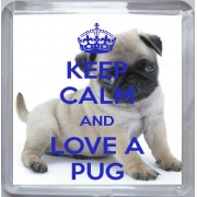 Keep Calm and Love a Pug - Small Coaster
