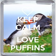 Keep Calm and Love Puffins - Small Coaster