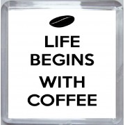 Life Begins with Coffee - Small Coaster