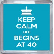Keep Calm Life Begins at 40 - Small Coaster
