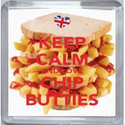 Keep Calm and Love Chip Butties - Small Coaster