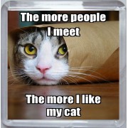 The more people I meet The more I like my cat - Small Coaster