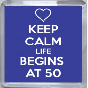 Keep Calm Life Begins at 50 - Small Coaster