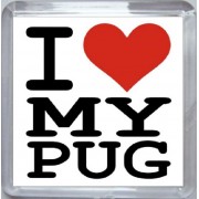 I Love (heart) My Pug - Small Coaster