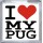 I Love (heart) My Pug - Small Coaster