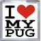 I Love (heart) My Pug - Small Coaster