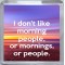 I don't like morning people, or mornings, or people. - Small Coaster