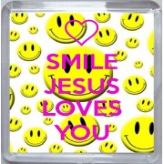 Smile Jesus Loves You - Small Coaster