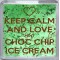 Keep Calm and Love Mint Choc Chip Ice Cream - Small Coaster