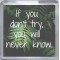 If you don't try, you will never know. - Small Coaster