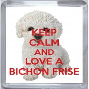 Keep Calm and Love a Bichon Frise - Small Coaster