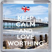 Keep Calm and Love Worthing - Small Coaster