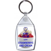 Keep Calm Love Strawberrys and Cream - Keyring