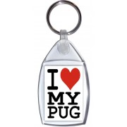 I Love (heart) My Pugs - Keyring