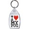 I Love (heart) My Pugs - Keyring