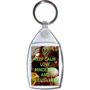Keep Calm Love Mince Pies and Mulled Wine - Keyring