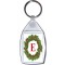 Christmas Holly wreath with a Red letter 'E' - Keyring