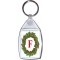 Christmas Holly wreath with a Red letter 'F' - Keyring