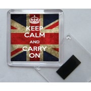Keep Calm and Carry On - Square Acrylic Fridge Magnet