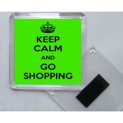 Keep Calm and Go Shopping - Square Acrylic Fridge Magnet