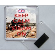 Keep Calm and Steam On - Square Acrylic Fridge Magnet