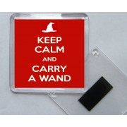 Keep Calm and Carry a Wand - Square Acrylic Fridge Magnet