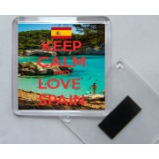 Keep Calm and Love Spain - Square Acrylic Fridge Magnet