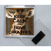 Keep Calm and Love Giraffes - Square Acrylic Fridge Magnet