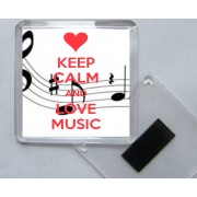 Keep Calm and Love Music - Square Acrylic Fridge Magnet