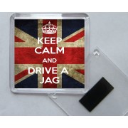 Keep Calm and Drive a Jag - Square Acrylic Fridge Magnet