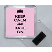 Keep Calm and Bake On - Square Acrylic Fridge Magnet