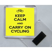 Keep Calm and Carry On Cycling - Square Acrylic Fridge Magnet