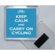Keep Calm and Carry On Cycling - Square Acrylic Fridge Magnet