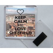 Keep Calm and Love Sheffield - Square Acrylic Fridge Magnet