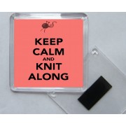 Keep Calm and Knit Along - Square Acrylic Fridge Magnet