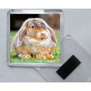 Keep Calm and Love Your Rabbit - Square Acrylic Fridge Magnet