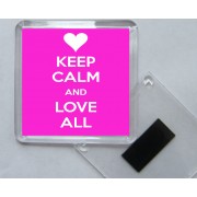 Keep Calm and Love All - Square Acrylic Fridge Magnet