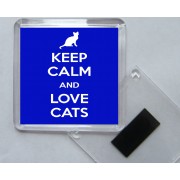 Keep Calm and Love Cats - Square Acrylic Fridge Magnet